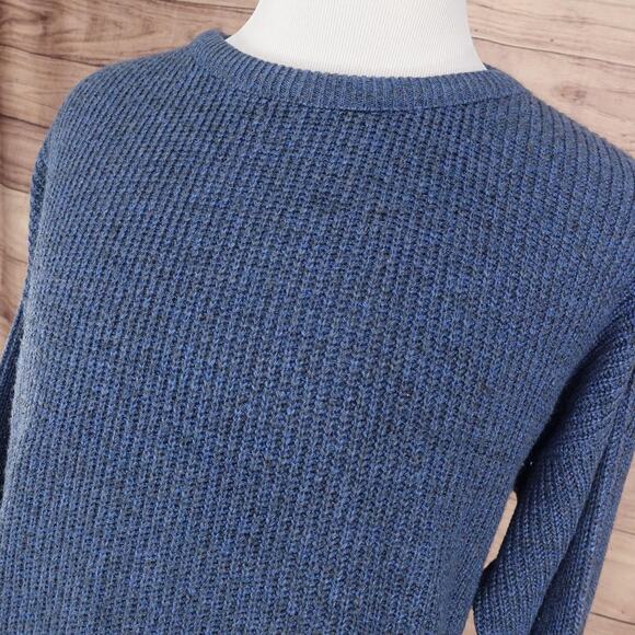 Peconic Bay Traders Sweater Mens Large Blue Knit Pullover Made USA Casual Warm - Picture 2 of 8